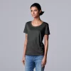 Petite Simply Vera Vera Wang Textured Relaxed Fit Tee 1 Petite Simply Vera Vera Wang Textured Relaxed Fit Tee -SIMPLY VERA VERA WANG Sales 5256813 Vera Black