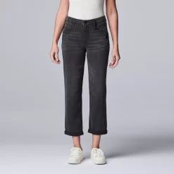 Women's Simply Vera Vera Wang Relaxed Boyfriend Jean Capri -SIMPLY VERA VERA WANG Sales 5257118 Raven