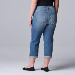 Plus Size Simply Vera Vera Wang Relaxed Boyfriend Crop Jeans -SIMPLY VERA VERA WANG Sales 5261351 ALT