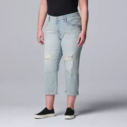 Plus Size Simply Vera Vera Wang Relaxed Boyfriend Crop Jeans -SIMPLY VERA VERA WANG Sales 5261351 Joline