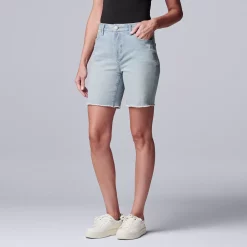 Women's Simply Vera Vera Wang High-Waisted 7" Bermuda Denim Shorts