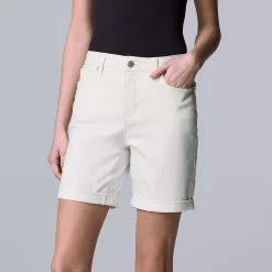 Women's Simply Vera Vera Wang High-Waisted 7" Bermuda Denim Shorts -SIMPLY VERA VERA WANG Sales 5262173 White
