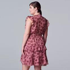 Plus Size Simply Vera Vera Wang Tiered Sleeveless Dress -SIMPLY VERA VERA WANG Sales 5268100 ALT