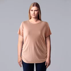 Plus Size Simply Vera Vera Wang Solid Side Ruched Tee