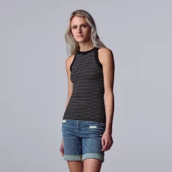 Simply Vera Vera Wang Essential Tank -SIMPLY VERA VERA WANG Sales 5518644 Black White Stripe