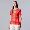 Women's Simply Vera Vera Wang Ruched Sleeve Tee -SIMPLY VERA VERA WANG Sales 5518759 Red Pink Texture