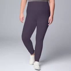 Plus Size Simply Vera Vera Wang Live-In High Rise Shaping Leggings -SIMPLY VERA VERA WANG Sales 5526441 Plum