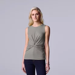Women's Simply Vera Vera Wang Twist-Front Tank -SIMPLY VERA VERA WANG Sales 5561348 Medium Heather
