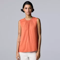 Women's Simply Vera Vera Wang Shirred Tank -SIMPLY VERA VERA WANG Sales 5561492 Cajun Orange