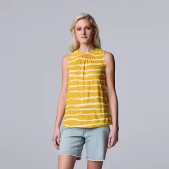 Women's Simply Vera Vera Wang Shirred Tank -SIMPLY VERA VERA WANG Sales 5561492 Soft Stripes