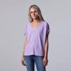 Women's Simply Vera Vera Wang Ruched-Shoulder Dolman Tee -SIMPLY VERA VERA WANG Sales 5561866 Megan Purple
