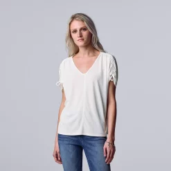 Women's Simply Vera Vera Wang Ruched-Shoulder Dolman Tee -SIMPLY VERA VERA WANG Sales 5561866 White Knight