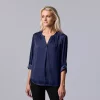 Women's Simply Vera Vera Wang Roll-Tab Sleeve Popover Blouse