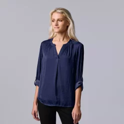 Women's Simply Vera Vera Wang Roll-Tab Sleeve Popover Blouse
