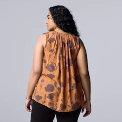 Plus Size Simply Vera Vera Wang Pintuck Sleeveless Top -SIMPLY VERA VERA WANG Sales 5564675 ALT