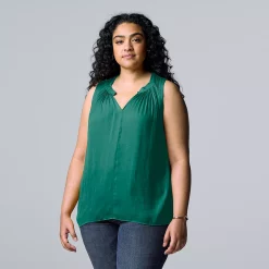 Plus Size Simply Vera Vera Wang Pintuck Sleeveless Top
