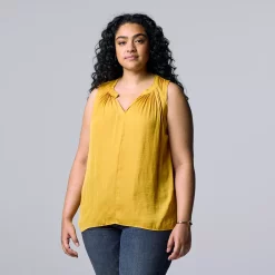 Plus Size Simply Vera Vera Wang Pintuck Sleeveless Top -SIMPLY VERA VERA WANG Sales 5564675 Golden Ticket