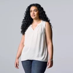 Plus Size Simply Vera Vera Wang Pintuck Sleeveless Top -SIMPLY VERA VERA WANG Sales 5564675 Modern White