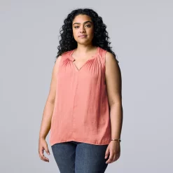Plus Size Simply Vera Vera Wang Pintuck Sleeveless Top -SIMPLY VERA VERA WANG Sales 5564675 Rosette