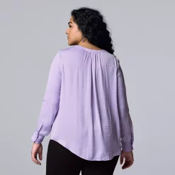 Plus Size Simply Vera Vera Wang Roll-Tab Popover Top -SIMPLY VERA VERA WANG Sales 5564678 ALT