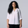 Plus Size Simply Vera Vera Wang Roll-Tab Popover Top -SIMPLY VERA VERA WANG Sales 5564678 Modern White