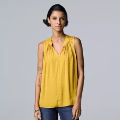 Petite Simply Vera Vera Wang Pleated Sleeveless Top -SIMPLY VERA VERA WANG Sales 5567774 Golden Ticket