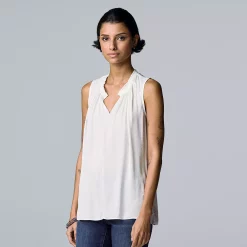 Petite Simply Vera Vera Wang Pleated Sleeveless Top -SIMPLY VERA VERA WANG Sales 5567774 Modern White