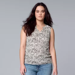 Petite Simply Vera Vera Wang Pleated Sleeveless Top -SIMPLY VERA VERA WANG Sales 5567774 Striped Texture