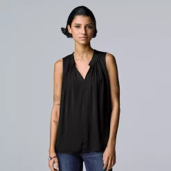 Petite Simply Vera Vera Wang Pleated Sleeveless Top -SIMPLY VERA VERA WANG Sales 5567774 Vera Black
