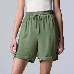 Women's Simply Vera Vera Wang High-Rise Paperbag Waist Shorts -SIMPLY VERA VERA WANG Sales 5568343 Olive Meadow