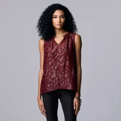 Women's Simply Vera Vera Wang Pleated Tank -SIMPLY VERA VERA WANG Sales 5568467 Aged Wine
