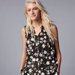 Women's Simply Vera Vera Wang Pleated Tank -SIMPLY VERA VERA WANG Sales 5568467 Bouquet Field