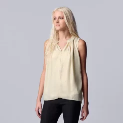 Women's Simply Vera Vera Wang Pleated Tank -SIMPLY VERA VERA WANG Sales 5568467 Chalk Hill Gold Foil