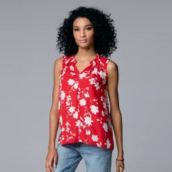 Women's Simply Vera Vera Wang Pleated Tank -SIMPLY VERA VERA WANG Sales 5568467 Large Bouquet Field