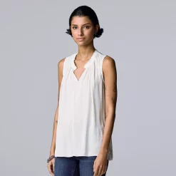 Women's Simply Vera Vera Wang Pleated Tank -SIMPLY VERA VERA WANG Sales 5568467 Modern White