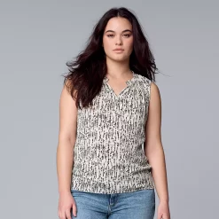 Women's Simply Vera Vera Wang Pleated Tank -SIMPLY VERA VERA WANG Sales 5568467 Striped Texture