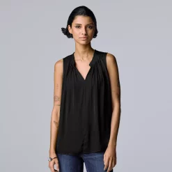 Women's Simply Vera Vera Wang Pleated Tank -SIMPLY VERA VERA WANG Sales 5568467 Vera Black
