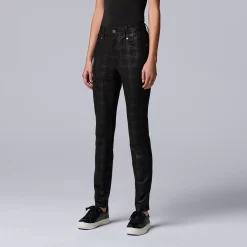 Women's Simply Vera Vera Wang High-Rise Ponte Skinny Pants -SIMPLY VERA VERA WANG Sales 5577522 Grey Coated Plaid