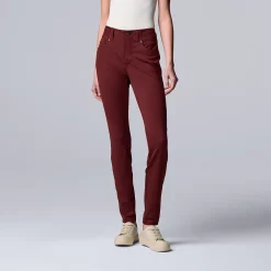Women's Simply Vera Vera Wang High-Rise Ponte Skinny Pants -SIMPLY VERA VERA WANG Sales 5577522 Maroon Heart