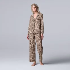 Women's Simply Vera Vera Wang Cozy 3-pc. Long Sleeve Pajama Set & Matching Headband -SIMPLY VERA VERA WANG Sales 5582800 Natural Animal
