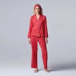Women's Simply Vera Vera Wang Cozy 3-pc. Long Sleeve Pajama Set & Matching Headband -SIMPLY VERA VERA WANG Sales 5582800 Red Dot