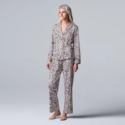 Women's Simply Vera Vera Wang Cozy 3-pc. Long Sleeve Pajama Set & Matching Headband -SIMPLY VERA VERA WANG Sales 5582800 White Animal