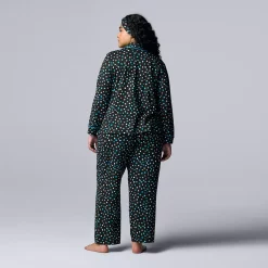 Plus Size Simply Vera Vera Wang Cozy 3-pc. Long Sleeve Pajama Shirt, Pajama Pants & Matching Headband Sleep Set -SIMPLY VERA VERA WANG Sales 5582802 ALT