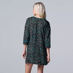 Women's Simply Vera Vera Wang 3/4 Sleeve Cozy Henley Sleepshirt with Matching Headband -SIMPLY VERA VERA WANG Sales 5582805 ALT