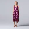 Women's Simply Vera Vera Wang Long Chemise with Chiffon and Satin Trim 1 Women's Simply Vera Vera Wang Long Chemise with Chiffon and Satin Trim -SIMPLY VERA VERA WANG Sales 5588967 Aubergine Floral
