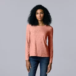 Women's Simply Vera Vera Wang Textured Crewneck Tee 16 Women's Simply Vera Vera Wang Textured Crewneck Tee -SIMPLY VERA VERA WANG Sales 5684498 Rosette