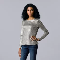 Women's Simply Vera Vera Wang Textured Crewneck Tee 22 Women's Simply Vera Vera Wang Textured Crewneck Tee -SIMPLY VERA VERA WANG Sales 5684498 Silver Foil