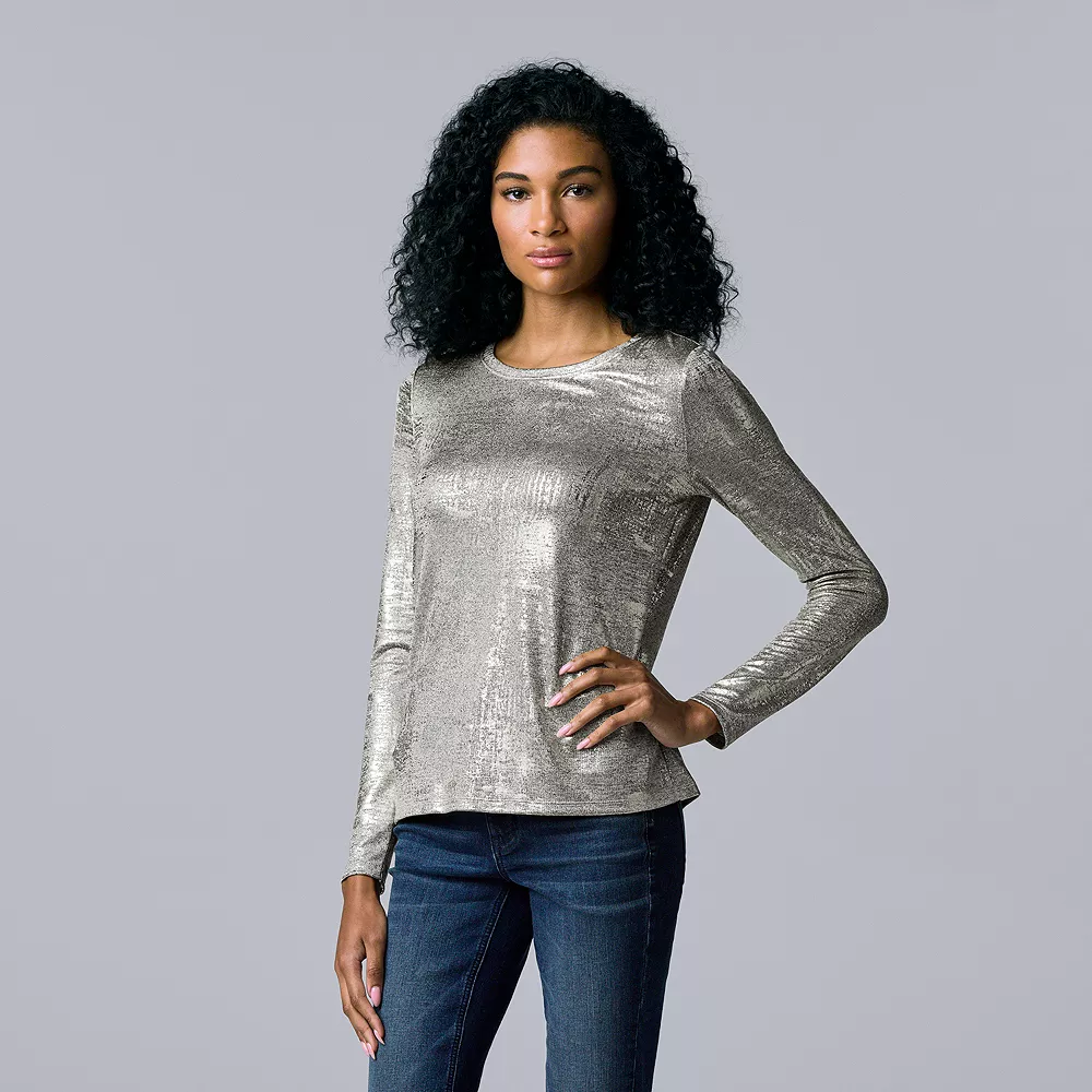 Women's Simply Vera Vera Wang Textured Crewneck Tee 11 Women's Simply Vera Vera Wang Textured Crewneck Tee - Image 9