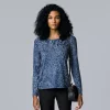 Women's Simply Vera Vera Wang Textured Crewneck Tee -SIMPLY VERA VERA WANG Sales 5684498 Tahlia Plum