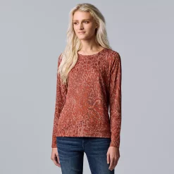 Petite Simply Vera Vera Wang Textured Crewneck Tee